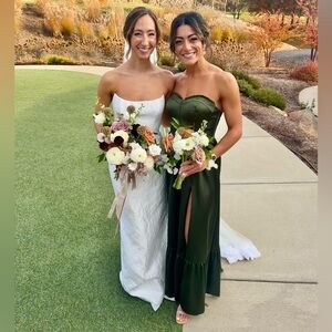Revelry Dark Green Strapless Bridesmaid Dress